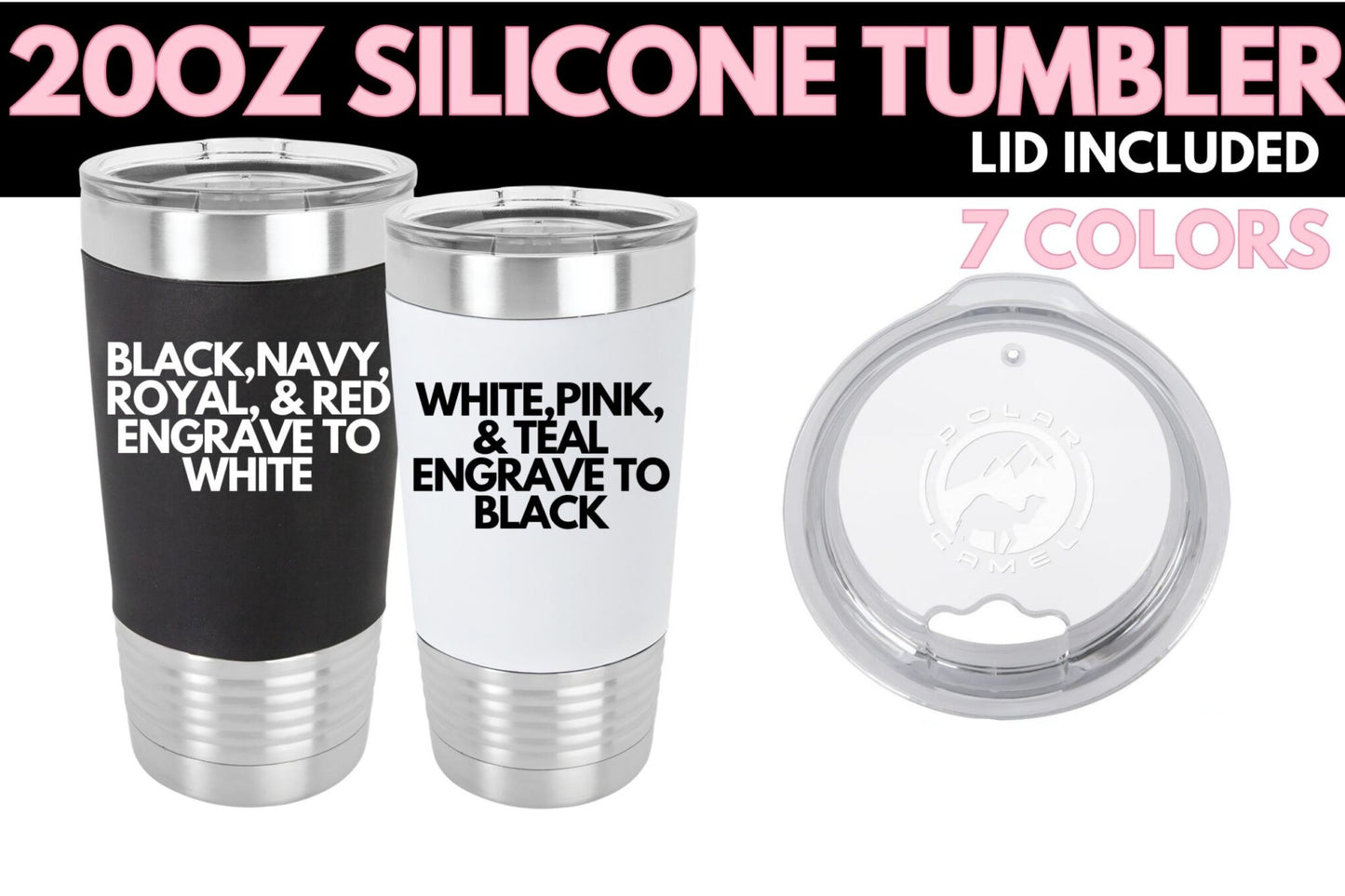 Custom Logo / Design - 20oz Insulated Silicone Sleeve Laser Engraved Tumbler