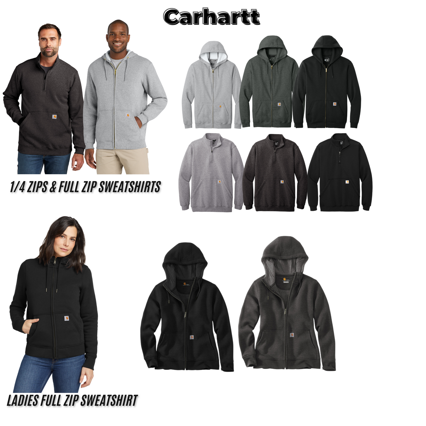 Adult & Ladies - Carhartt 1/4 Zip & Full Zip Hoodies (Centennial Jaguar Football)