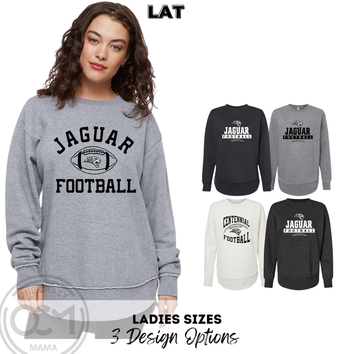 Ladies - LAT Weekend Fleece Crewneck (Centennial Jaguar Football)