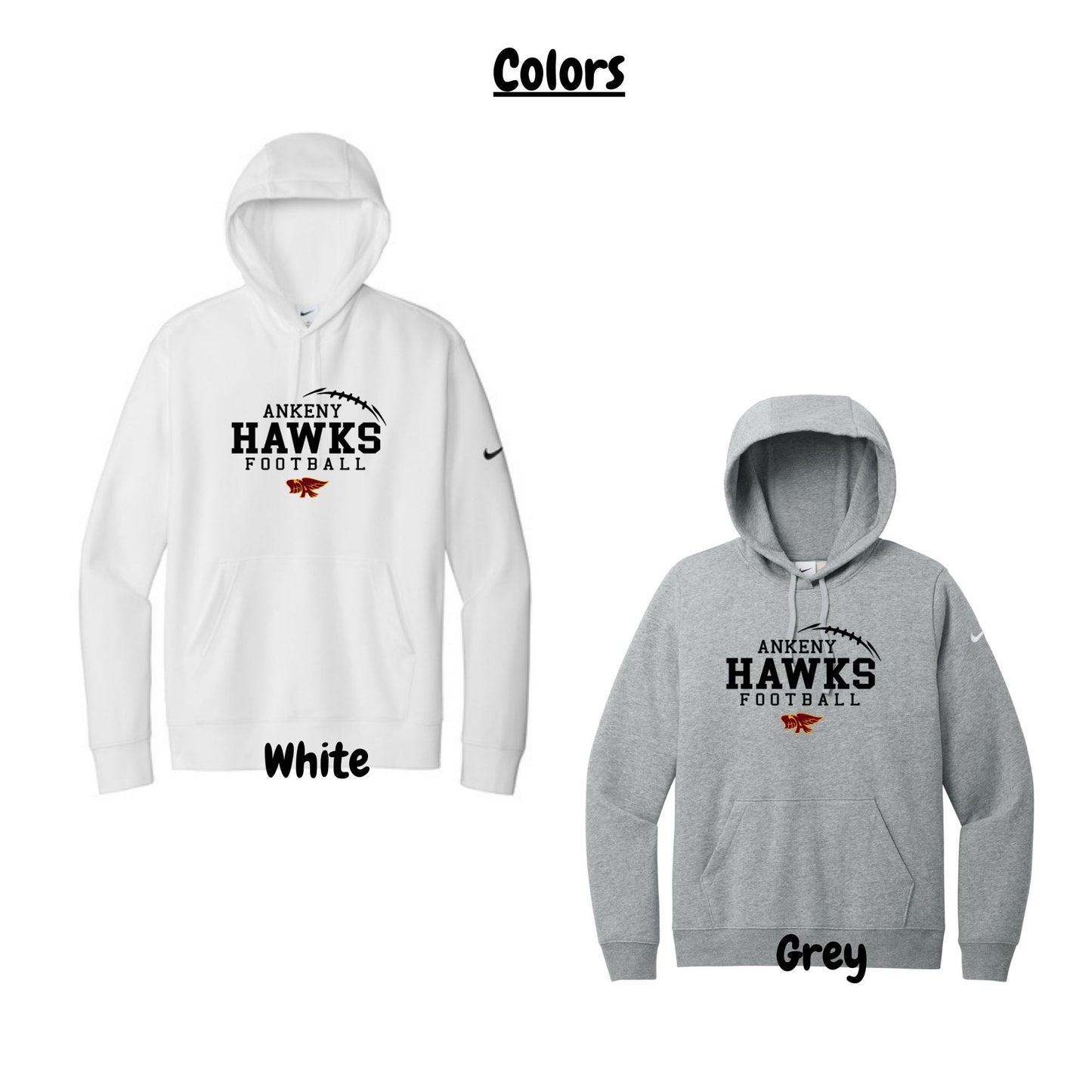 Adult & Ladies - Nike Club Pullover Fleece Hoodie - (Ankeny Hawks Football 2024)
