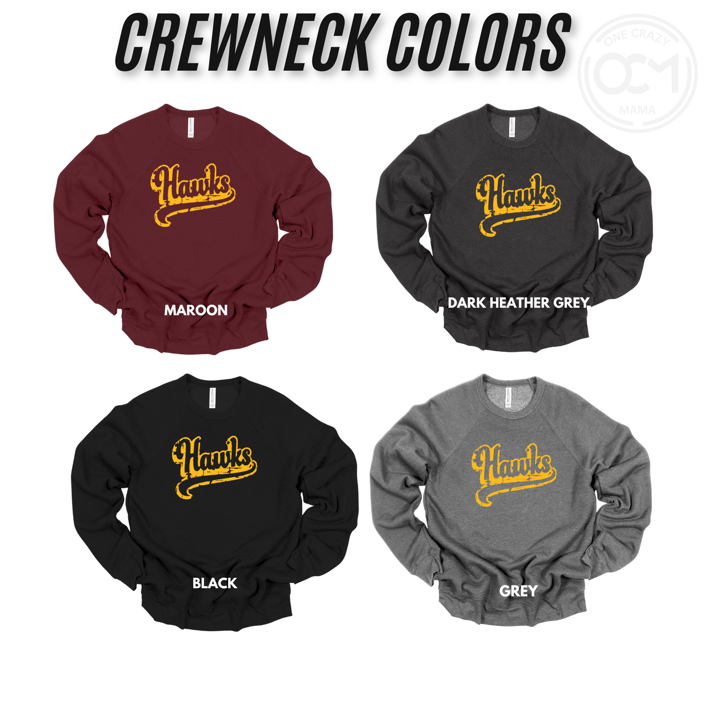 Adult - Bella Crewneck Sweatshirt (Hawks)