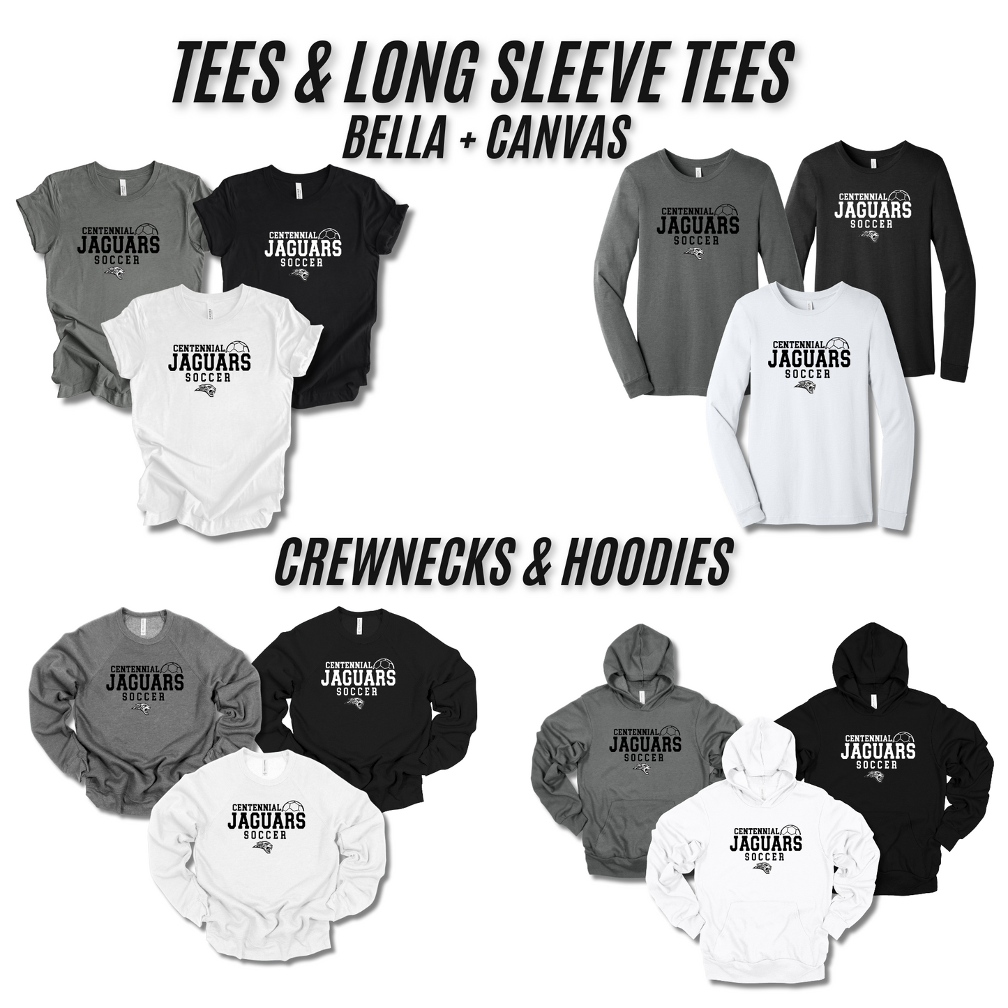 Adult - 4 Bella Apparel Options - (Centennial Jaguar Soccer)