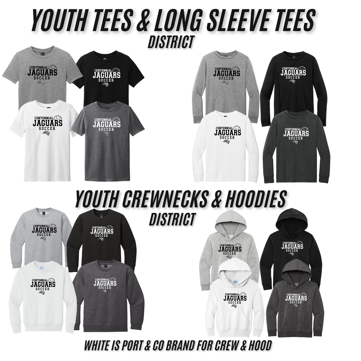 Youth - 4 Apparel Options - (Centennial Jaguar Soccer)