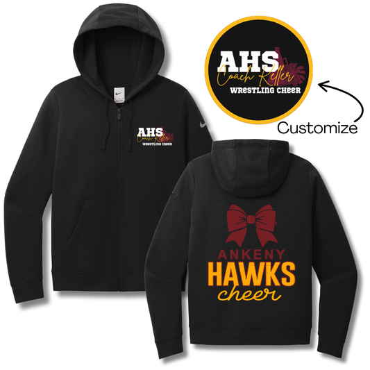 Nike - Ladies Full Zip Hoodie - (Ankeny Hawks Wrestling Cheer)