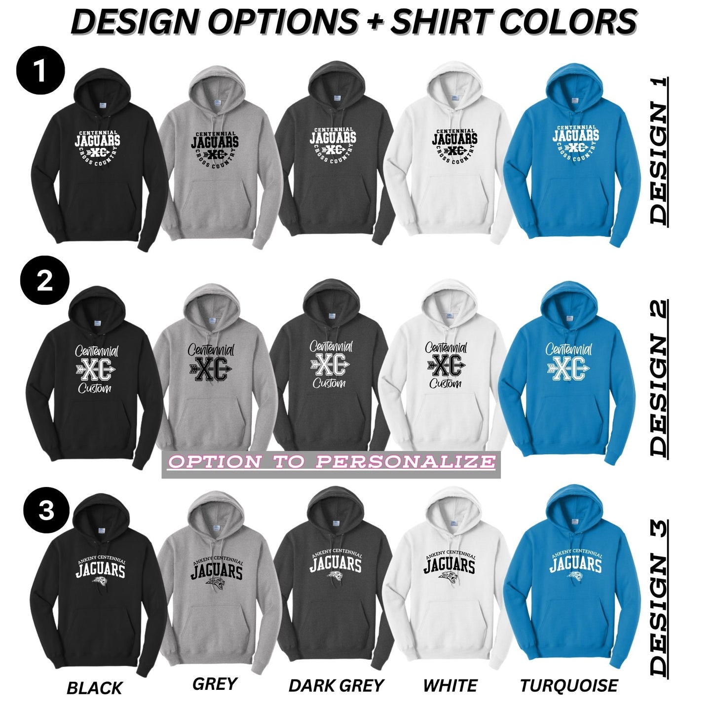Adult, Ladies & Youth - Port & Co Fleece Hooded Sweatshirt - (Centennial Jaguar XC)