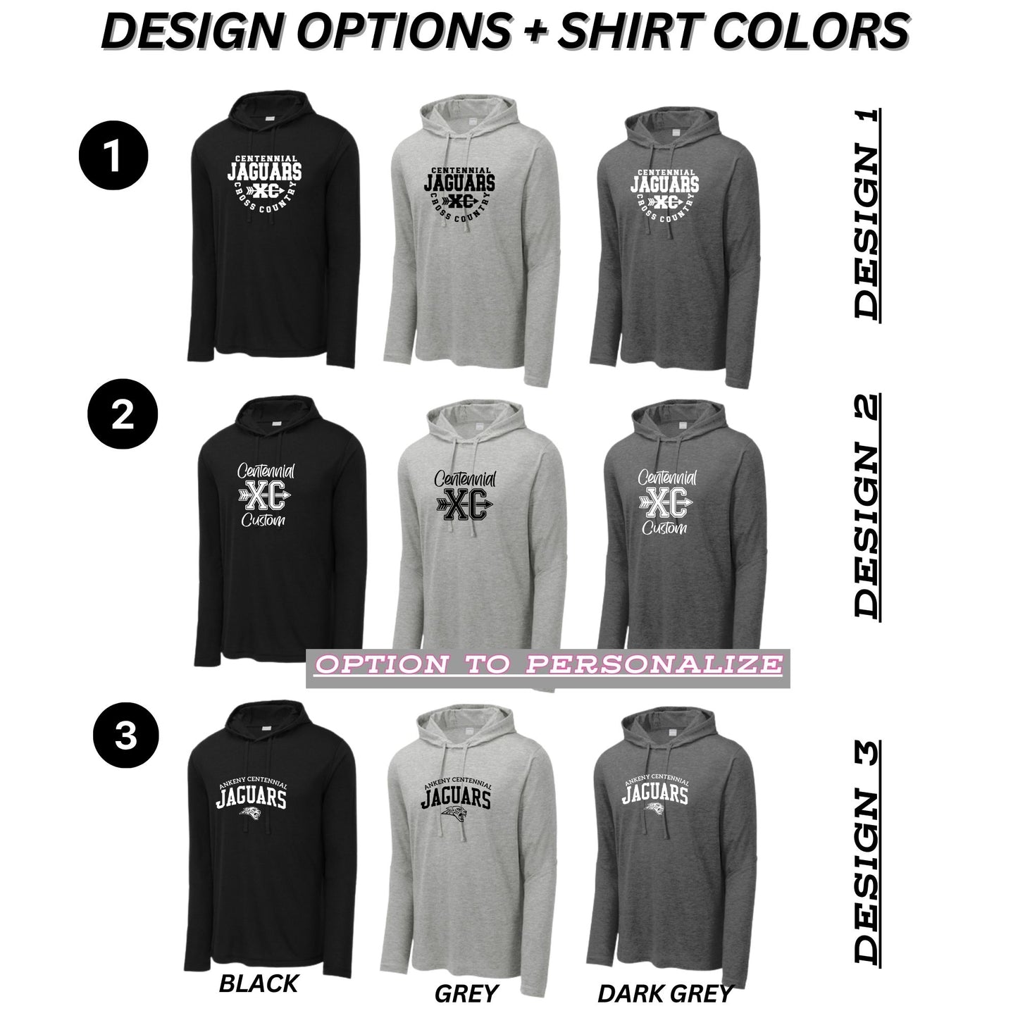 Adult - Sport Tek Lightweight Hooded Tee (Centennial Jaguars XC)