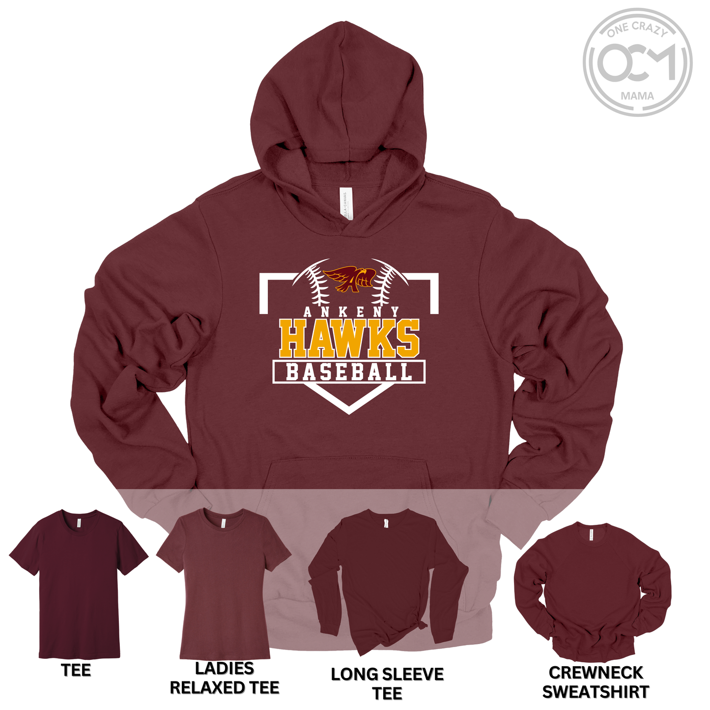 Adult - Multiple Styles (Ankeny Hawks Baseball Collection)