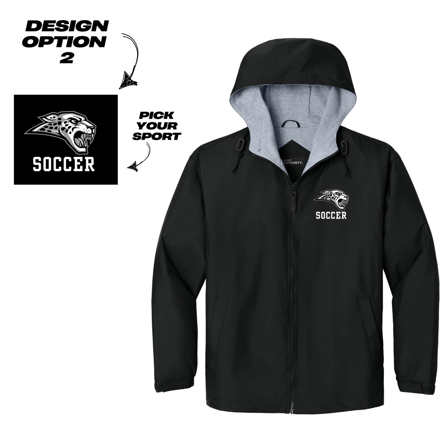 Adult & Youth - Sideline Full Zip Lined Jacket - (Centennial Jaguar Soccer)