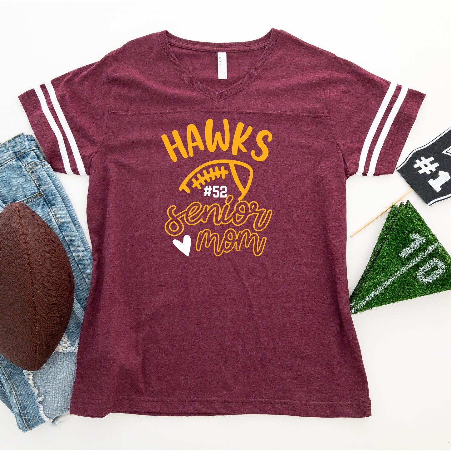 Ankeny Hawks Senior Football Moms 2025 (6 apparel options - Option to add # to front & back)