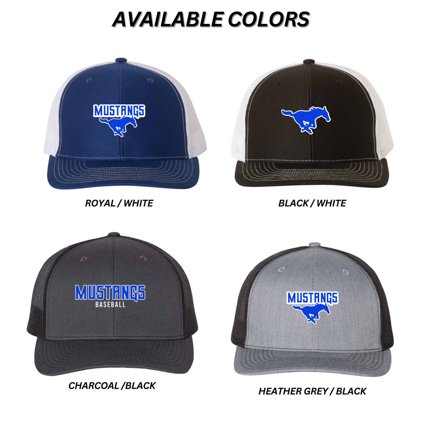 HAT - Richardson Snapback Trucker Hat - (Ankeny Mustangs Baseball)