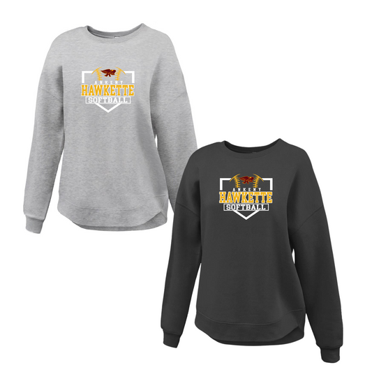 Ladies - Curved Bottom Sweatshirt- (Ankeny Hawkette Softball)