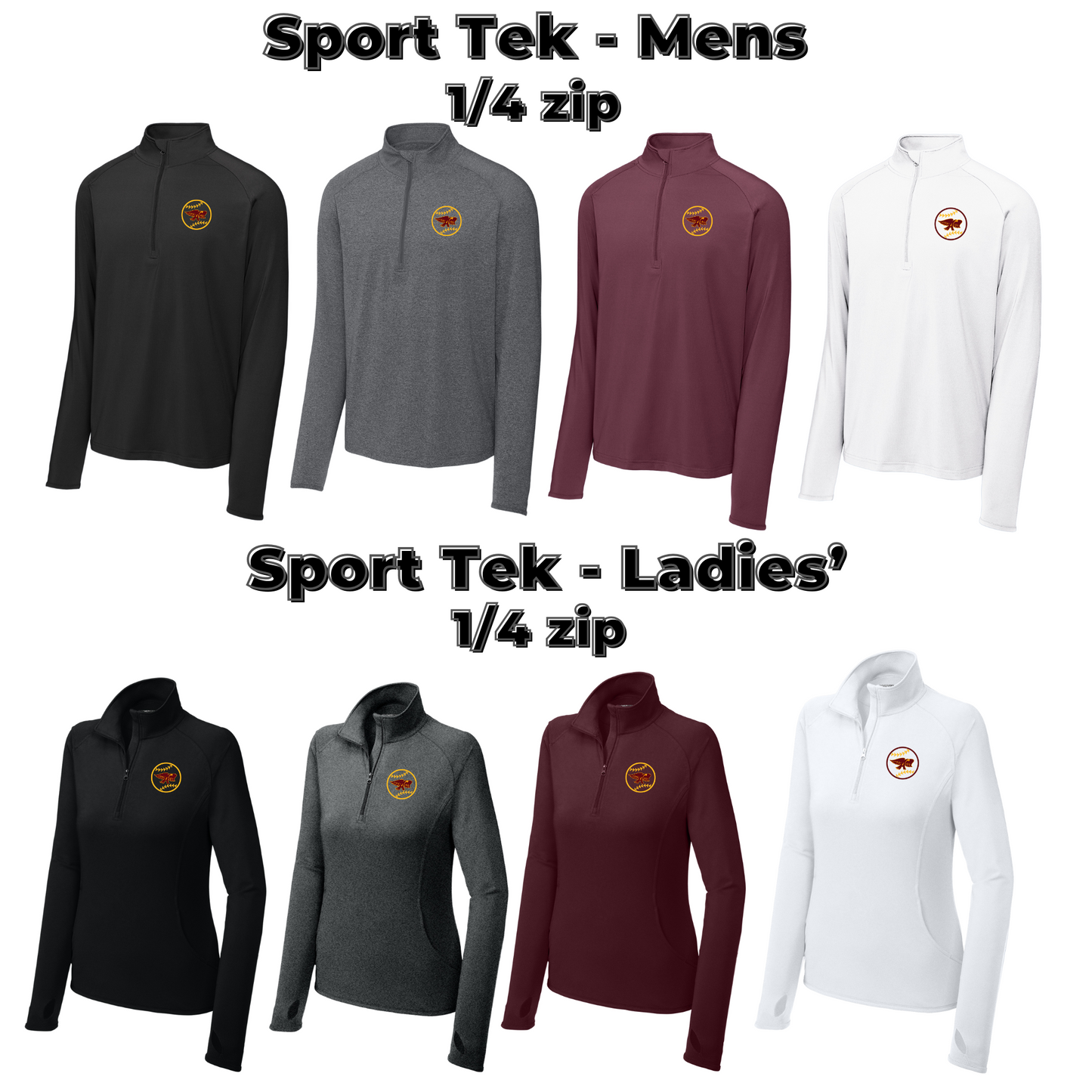 Adult & Ladies- Sport Tek Stretch 1/2-Zip Pullover (Ankeny Hawkette Softball)