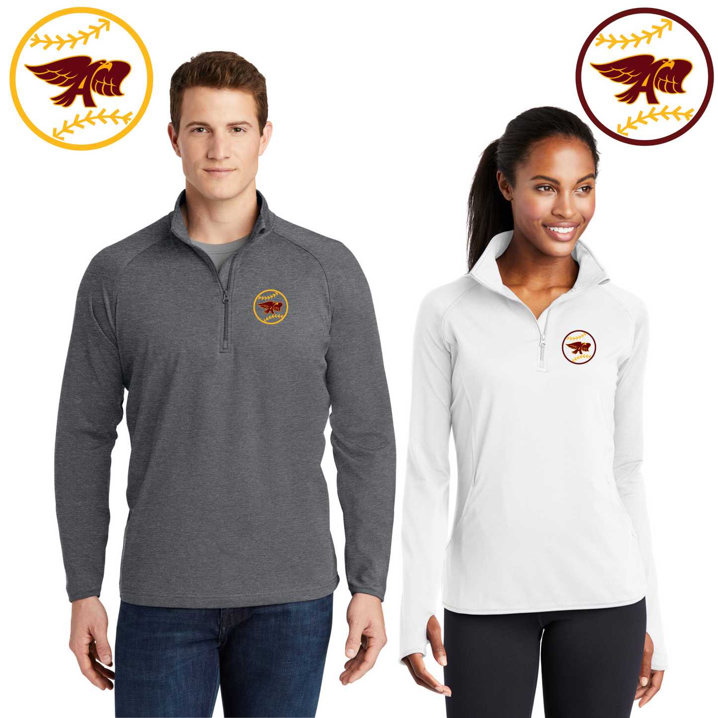 Adult & Ladies- Sport Tek Stretch 1/2-Zip Pullover (Ankeny Hawkette Softball)