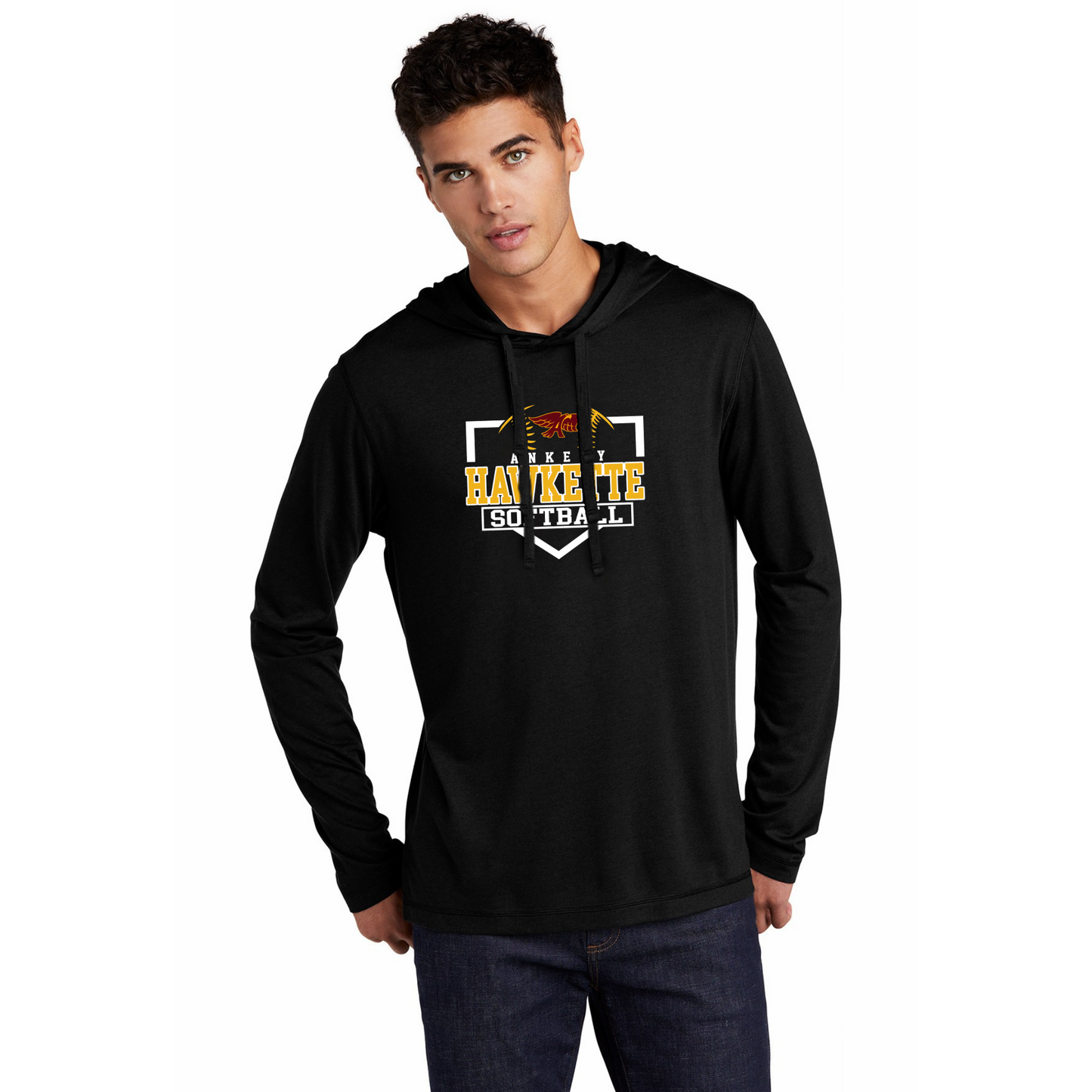 Adult - Sport Tek Long Sleeve Hooded Tee - (Ankeny Hawkette Softball)