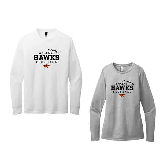 Adult, Ladies & Youth -District Long Sleeve Tee + Tall sizes (Ankeny Hawks Football)