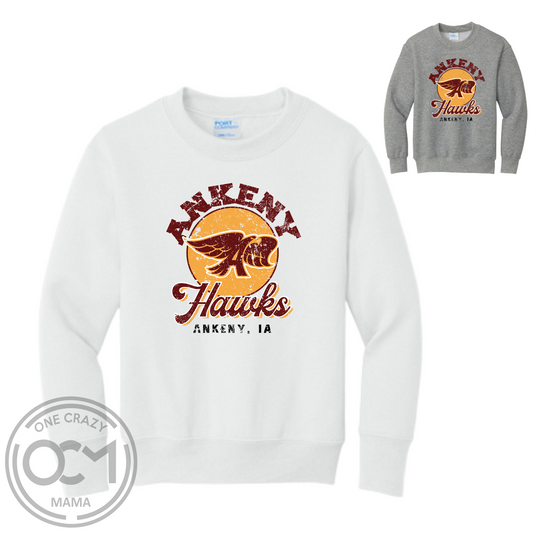 Adult & Youth - Port & Co Unisex Crewneck Sweatshirt (Ankeny Hawks Collection)