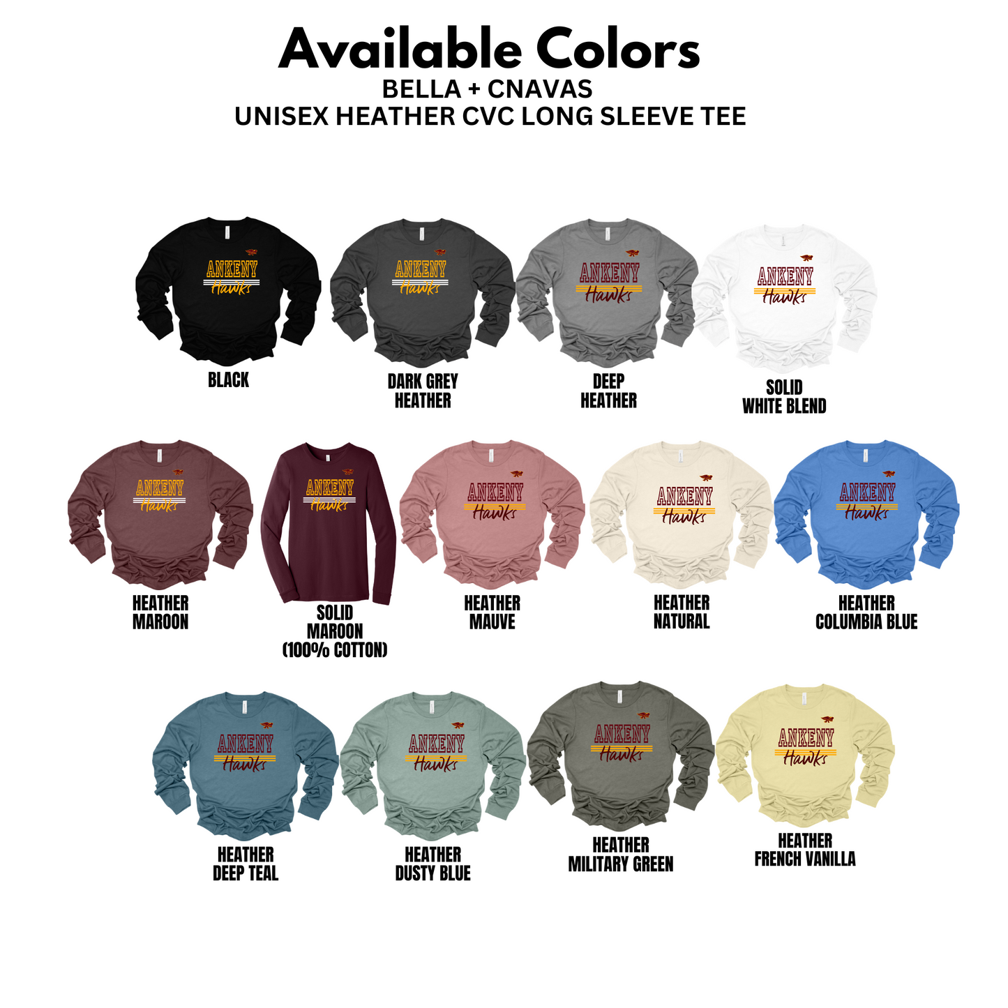 Adult - Bella Long Sleeve Tee - (Ankney Hawks Collection)