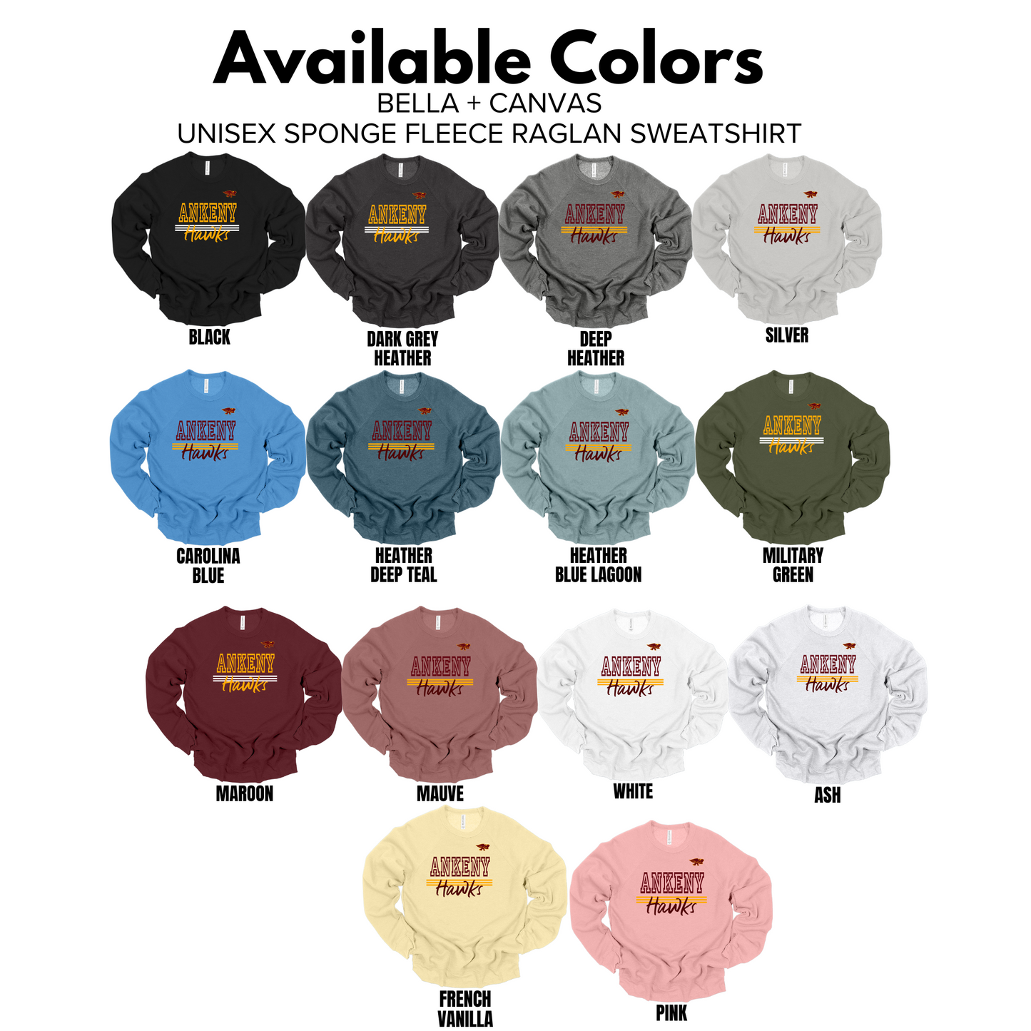 Adult - Bella Crewneck Sweatshirt - (Ankeny Hawks Collection)