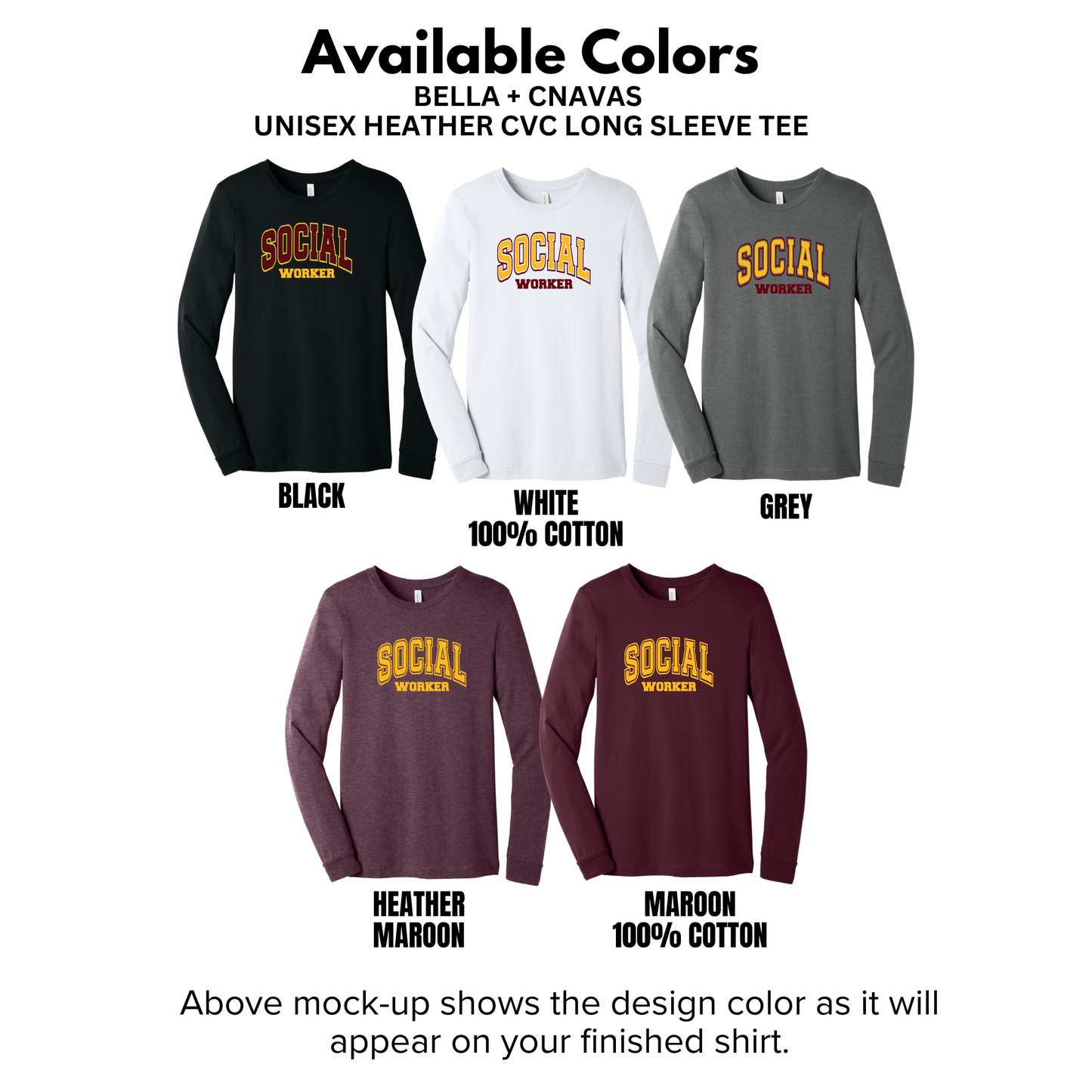 Adult - Bella+Canvas Unisex Long Sleeve Tee (Social Worker)