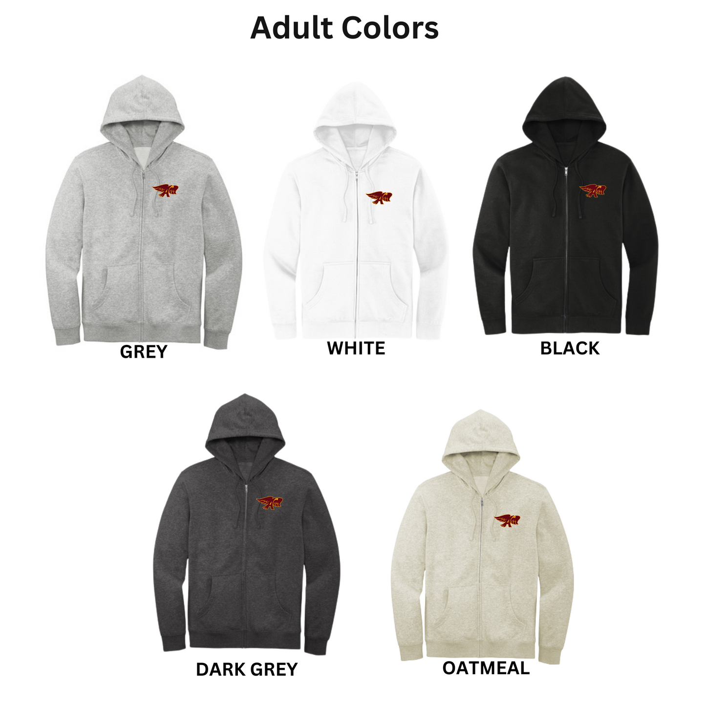 Adult & Youth - Unisex Full Zip Up Hoodie (Ankeny Hawk Collection)