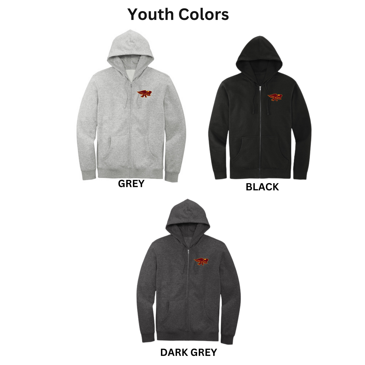Adult & Youth - Unisex Full Zip Up Hoodie (Ankeny Hawk Collection)