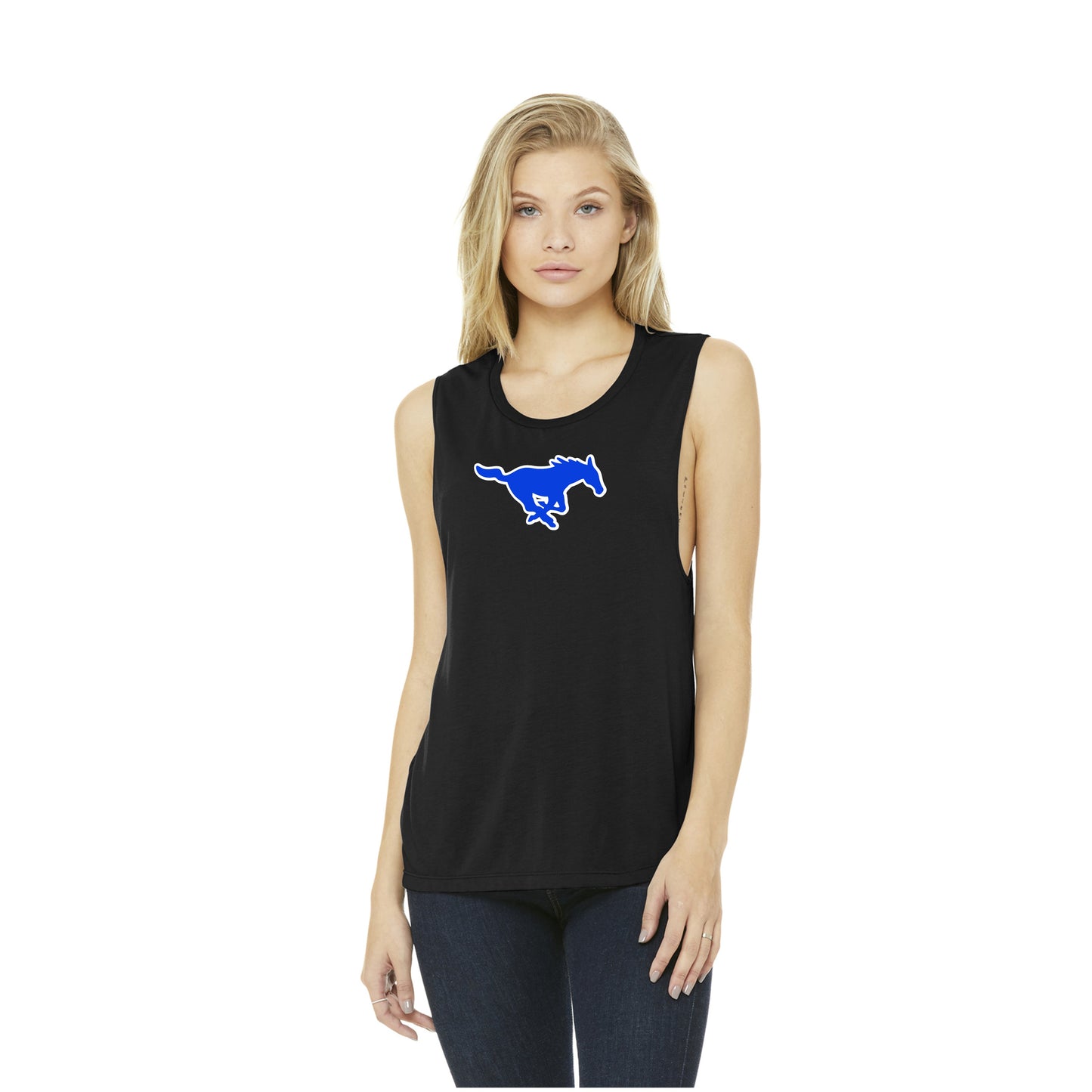 Ladies - Bella Flowy Muscle Tank (Ankeny Mustangs Baseball)