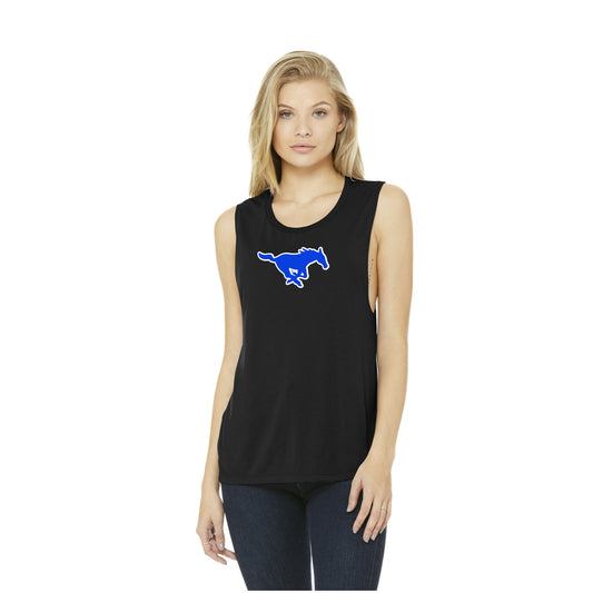 Ladies - Bella Flowy Muscle Tank (Ankeny Mustangs Baseball)