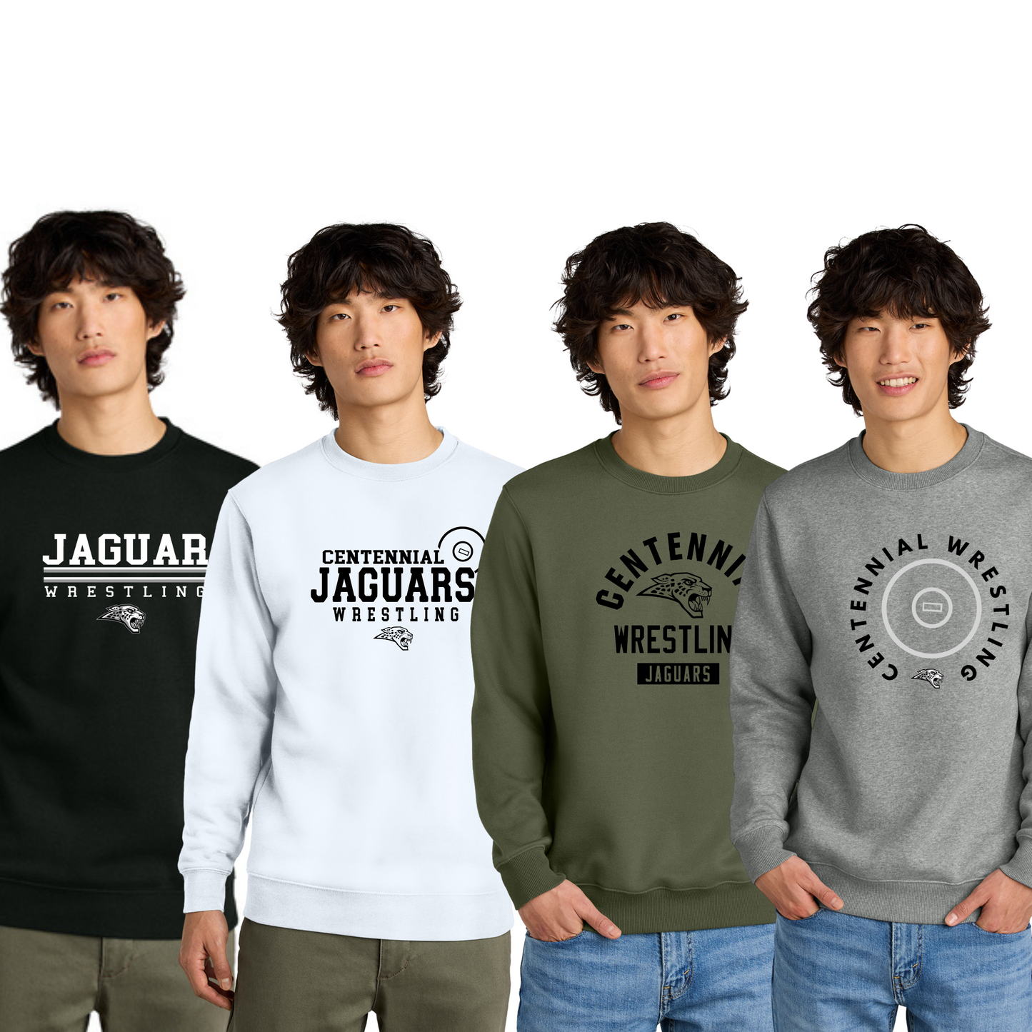 Adult - (5 Designs) Crewneck Sweatshirt (Centennial Jaguar Wrestling)