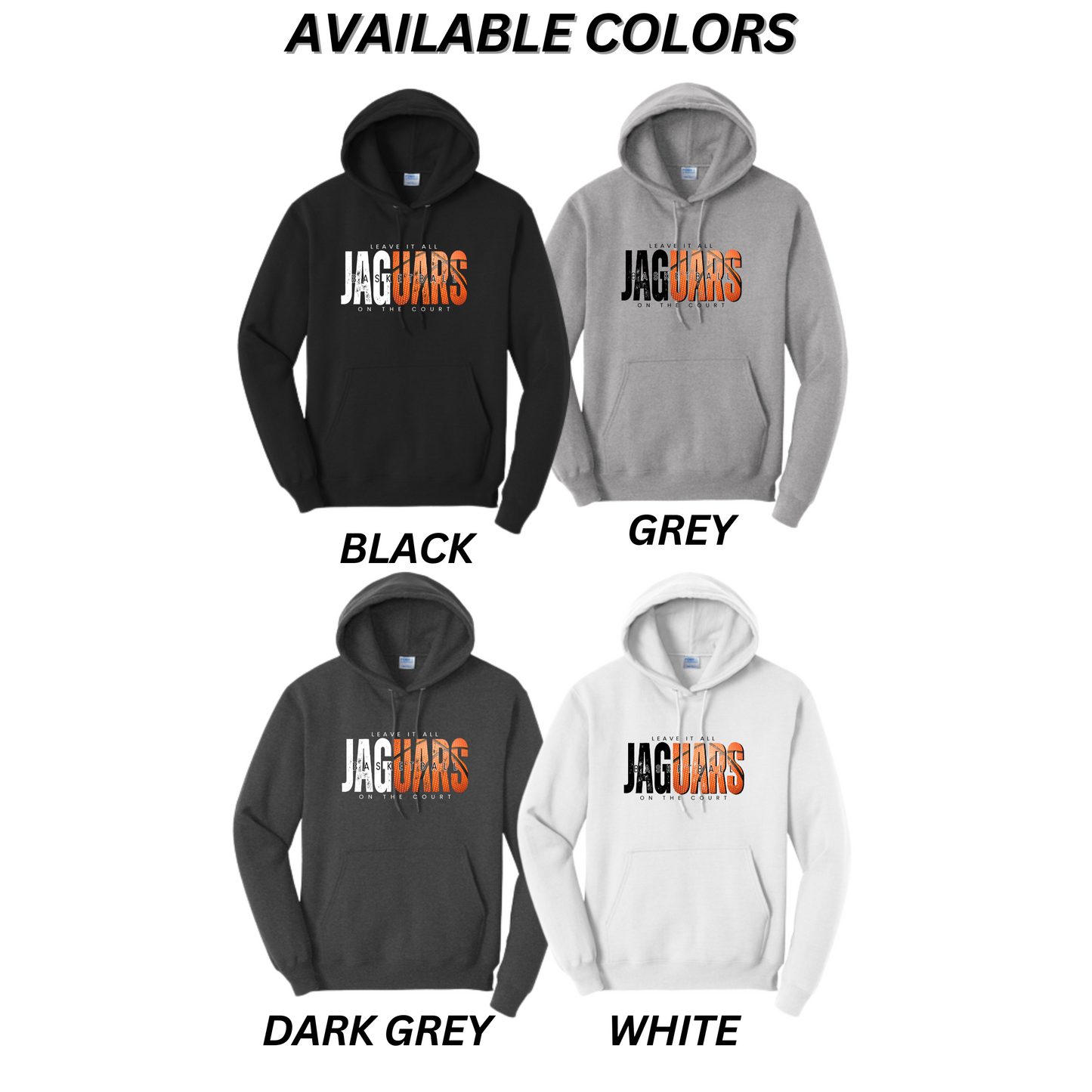 Adult & Youth - Port & Co Fleece Hooded Sweatshirt (Centennial Jaguar Basketball)
