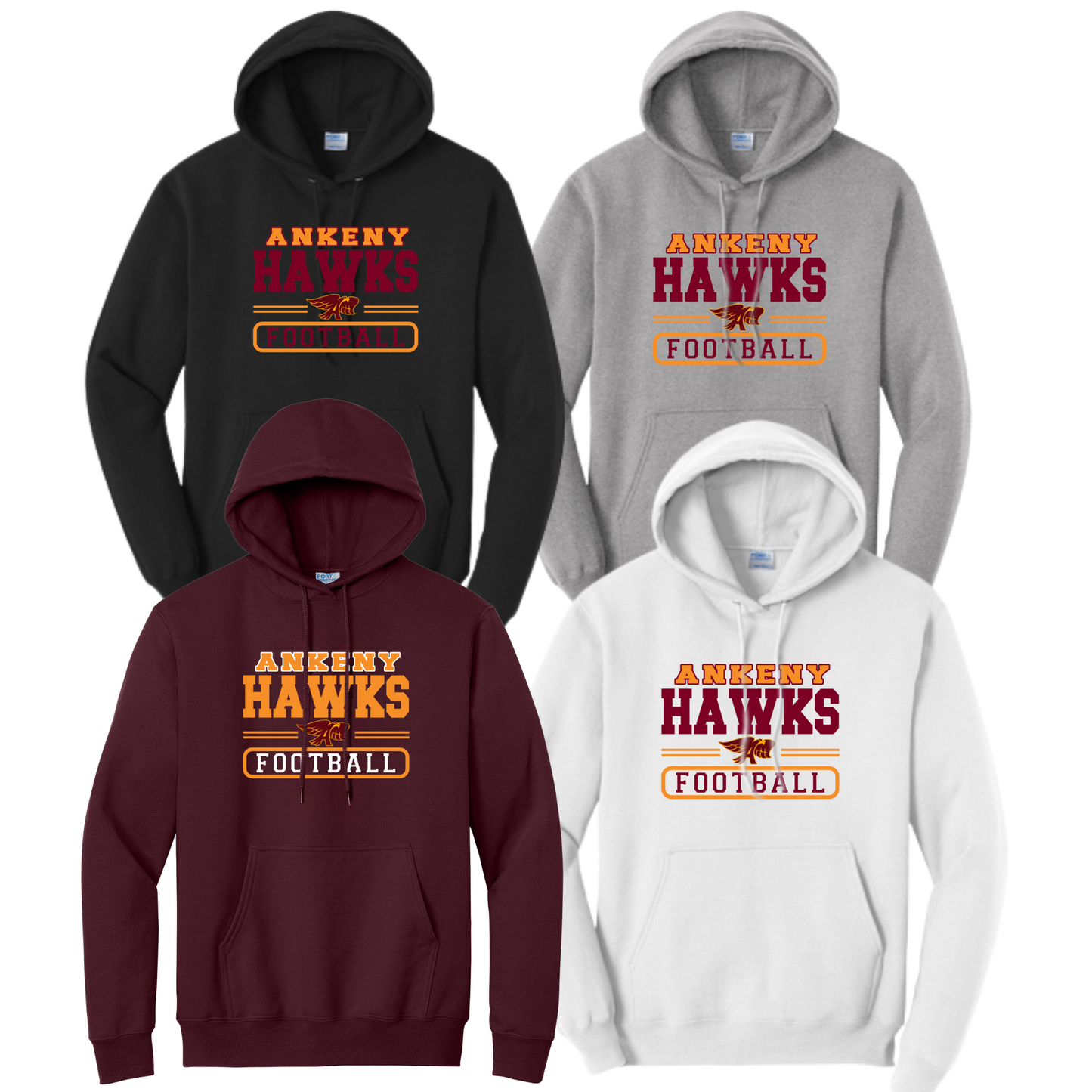 Adult & Youth - Port & Co Hoodies (Ankeny Hawks Football)