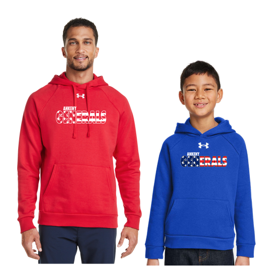 Adult, Ladies & Youth - Under Armour Fleece Hoodie (Ankeny Generals Baseball)
