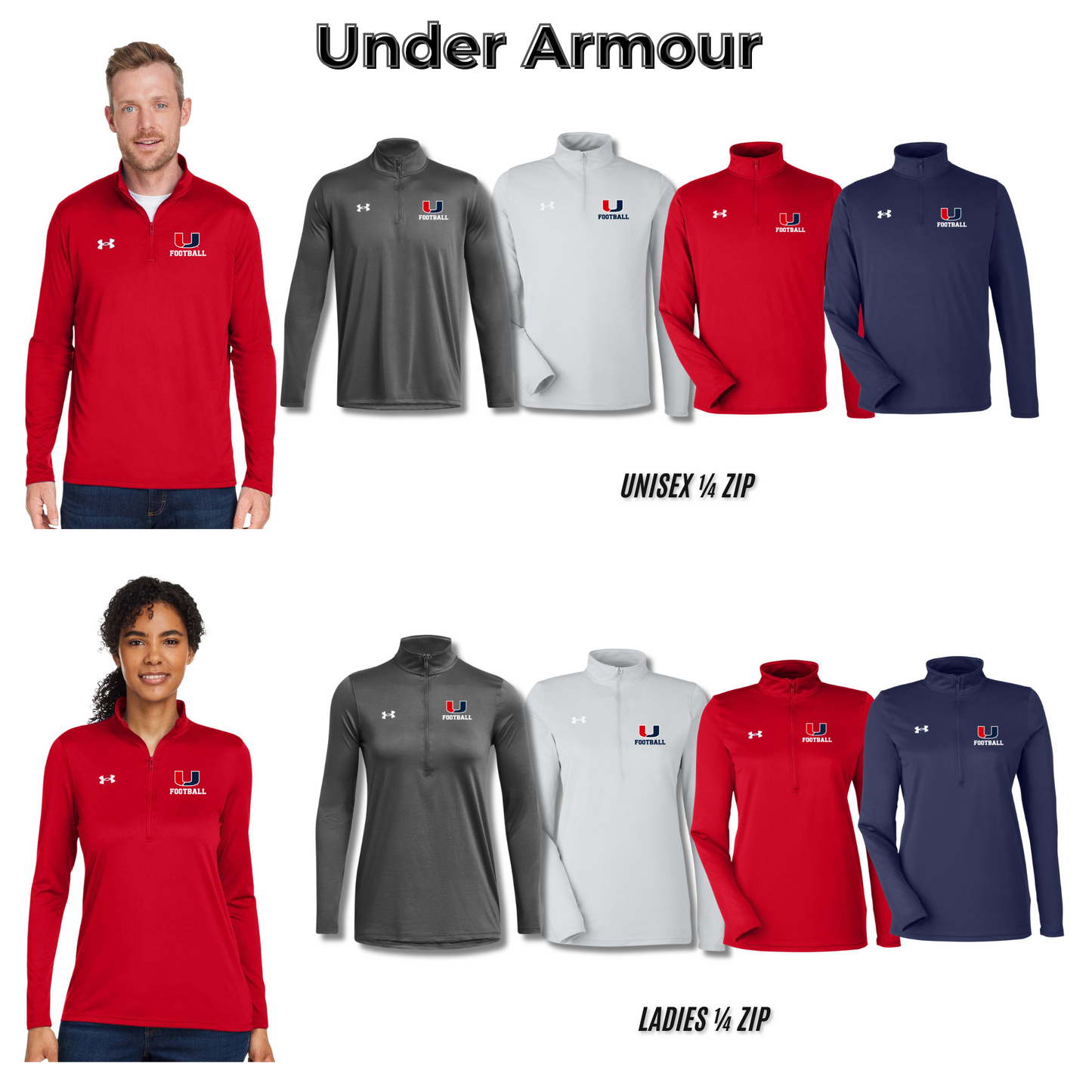 Adult & Ladies - Under Armour Performance 1/2 Zip (Urbandale Football)