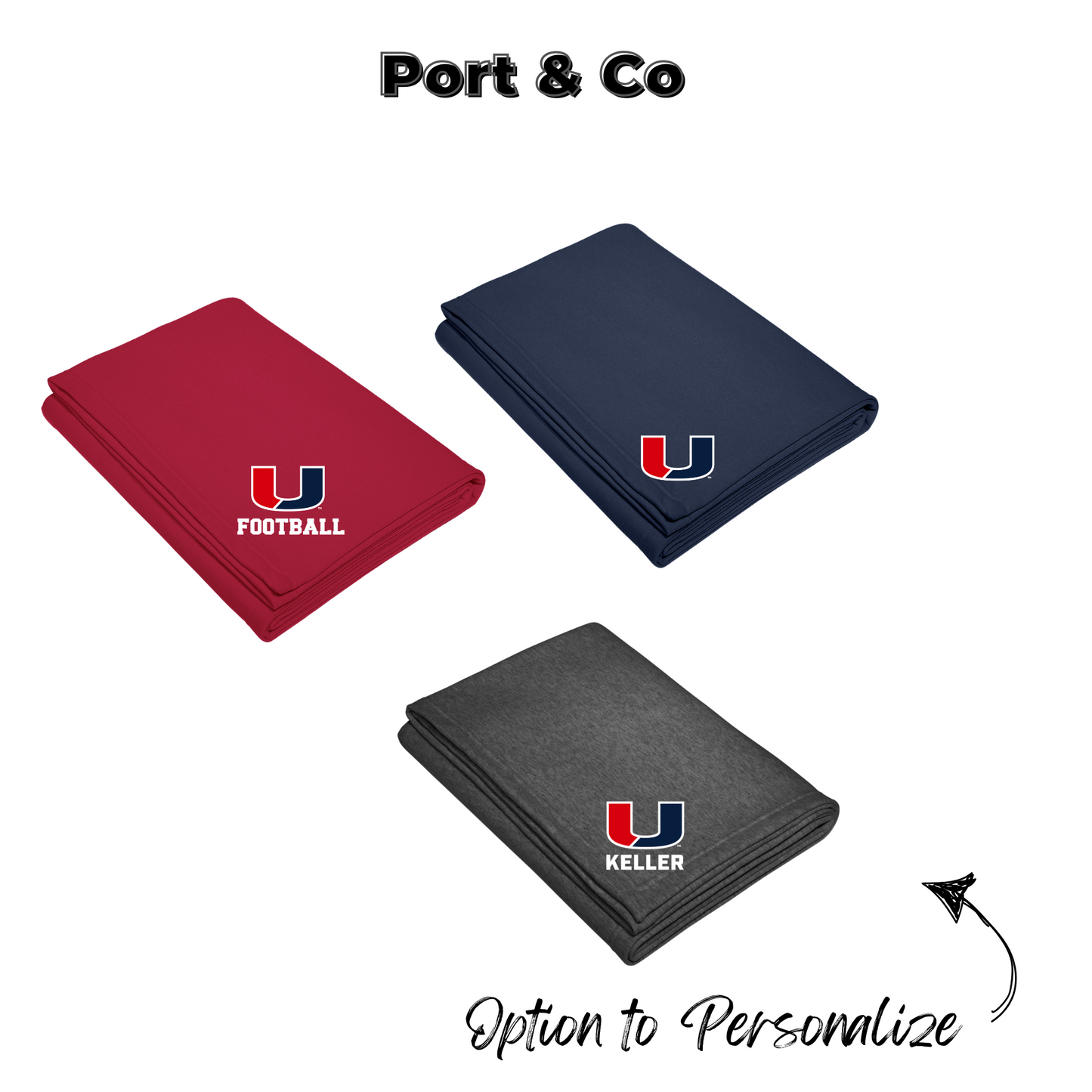 Port & Co Sweatshirt Blanket (Urbandale Football)