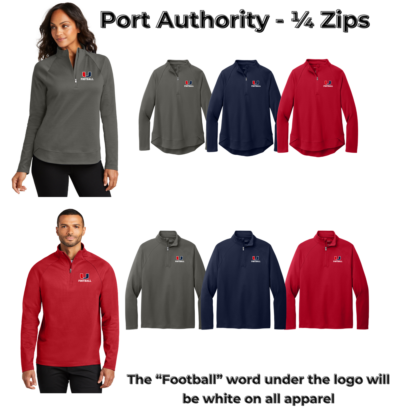 Adult & Ladies - Port Authority 1/4 Zips (Urbandale Football)