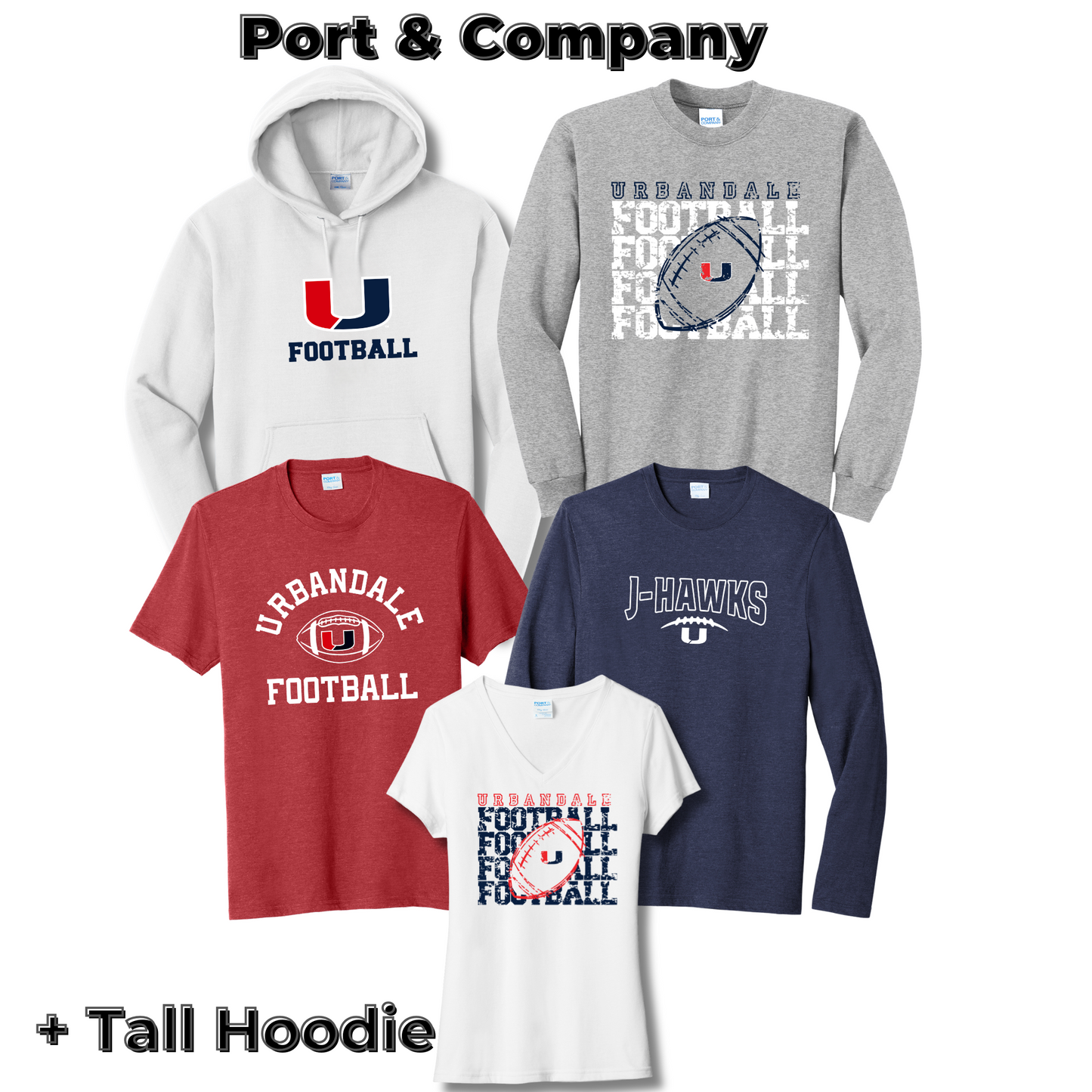 Adult, Ladies + Tall Sizes - Port & Company Apparel (Urbandale Football)