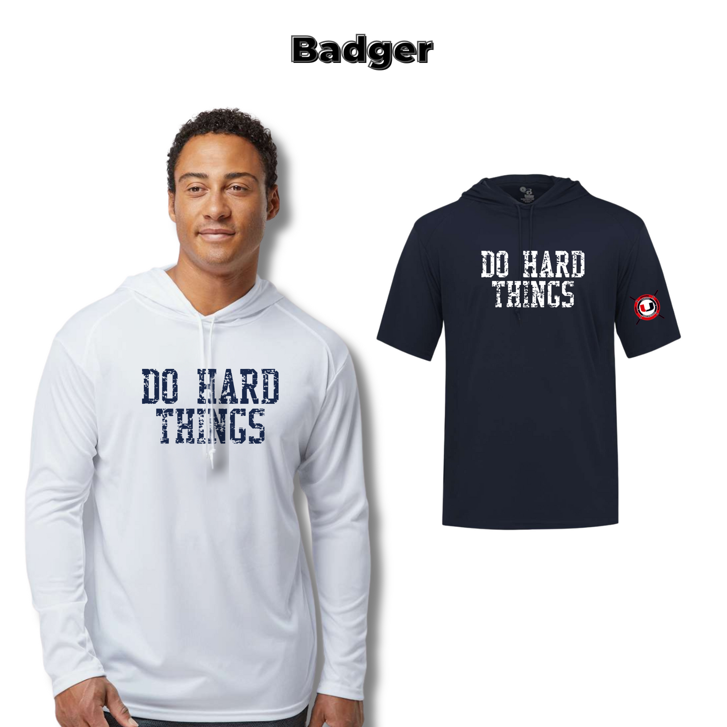 Do Hard Things - Badger B-Core Poly Hooded Tees (Urbandale Football)