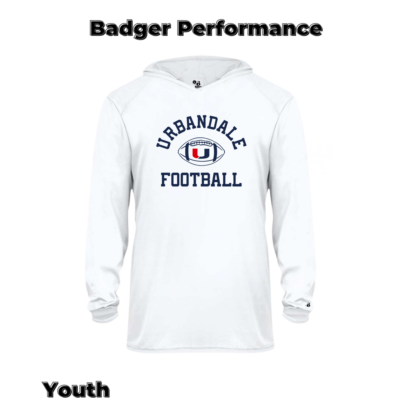 Youth - Badger B-Core Poly Hooded Tee (Urbandale Football)