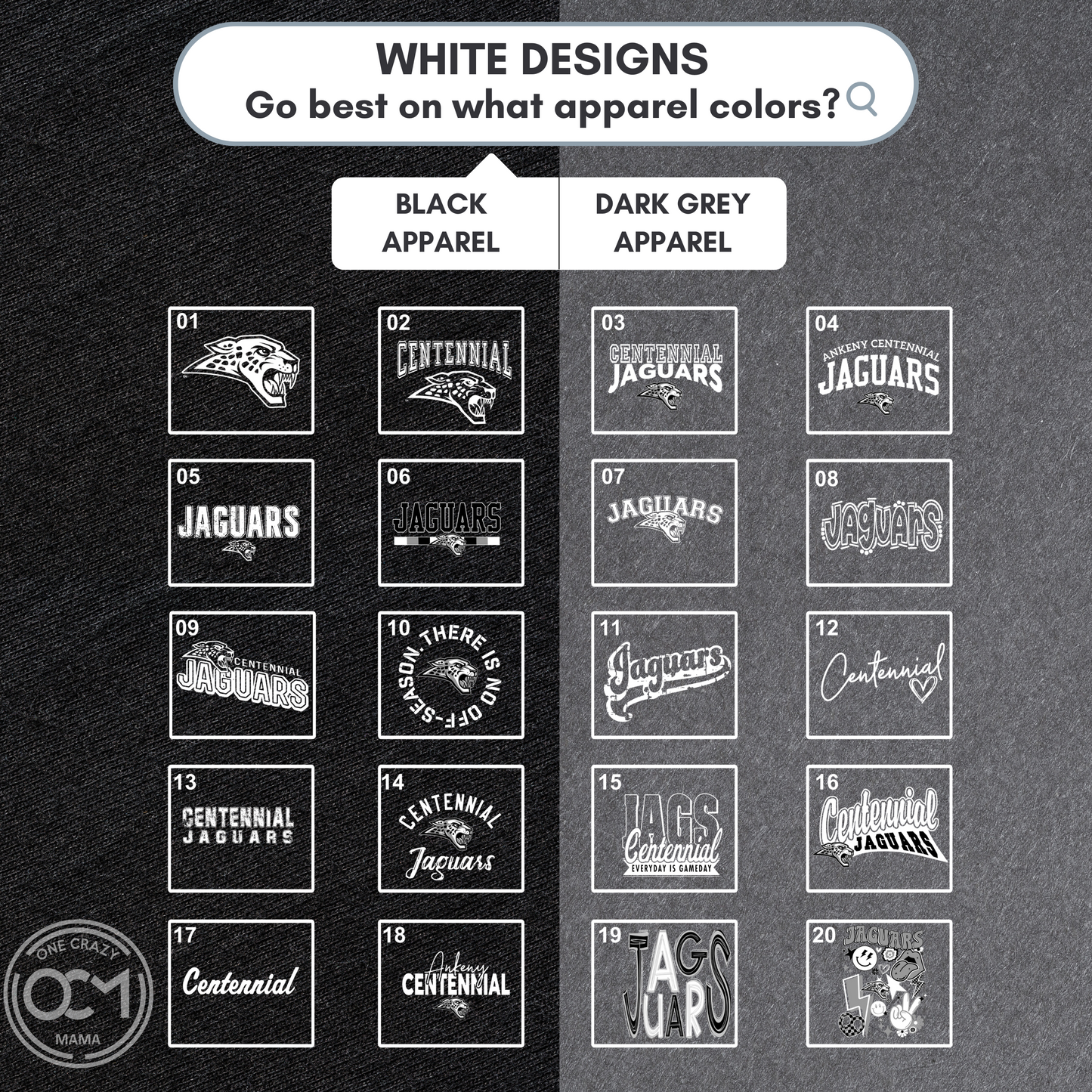 Adult - (5 Bella Apparel Options + Pick your Design) - (Centennial Jaguar Collection)