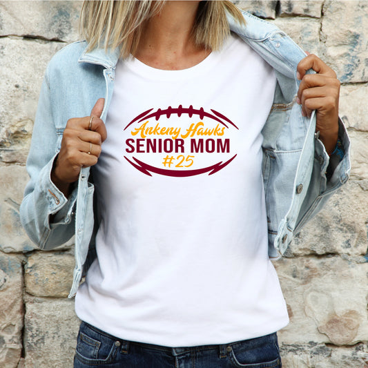 Ankeny Hawks Senior Football Moms 2025 (6 apparel options - Option to add # to front & back)
