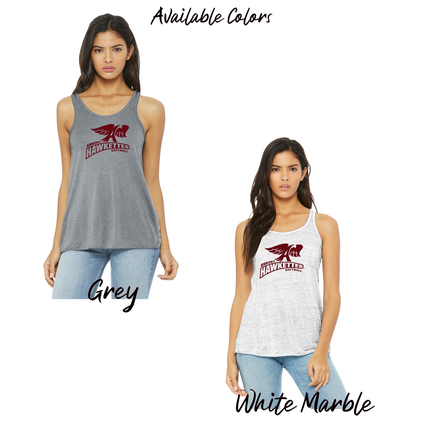 Ladies - Bella Flowy Racerback Tank - (Ankeny Hawkette Softball)