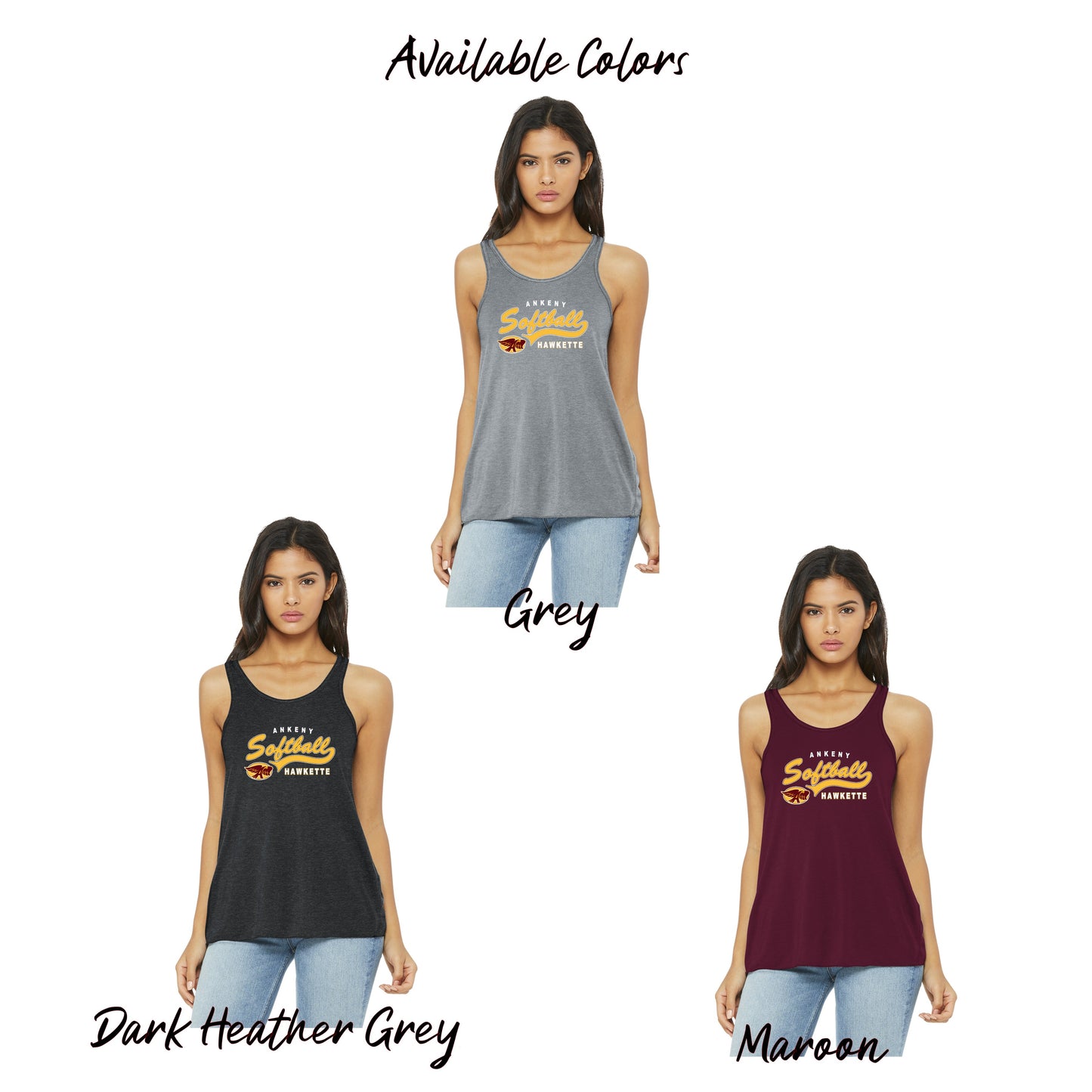 Ladies - Bella Flowy Racerback Tank - (Ankeny Hawkette Softball)