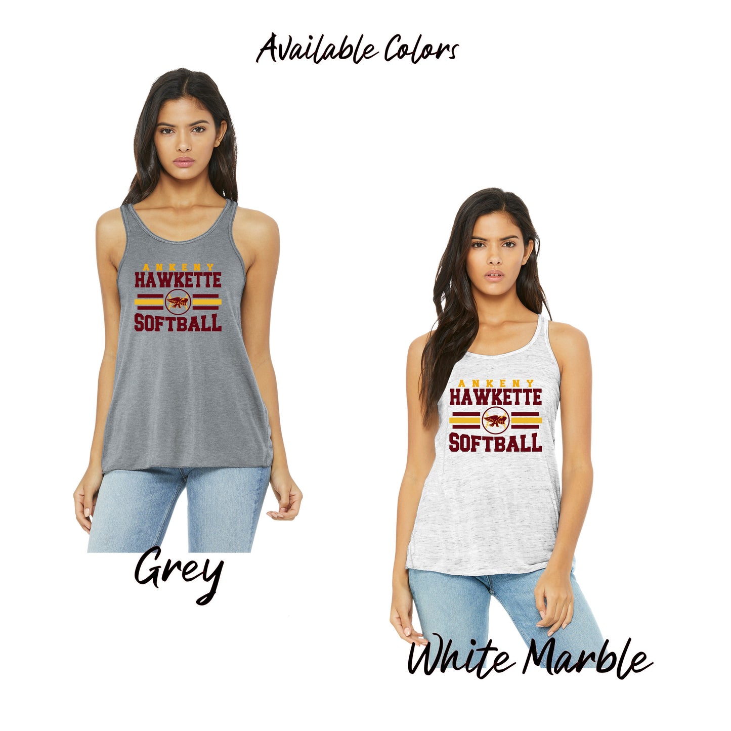 Ladies - Bella Flowy Racerback Tank - (Ankeny Hawkette Softball)