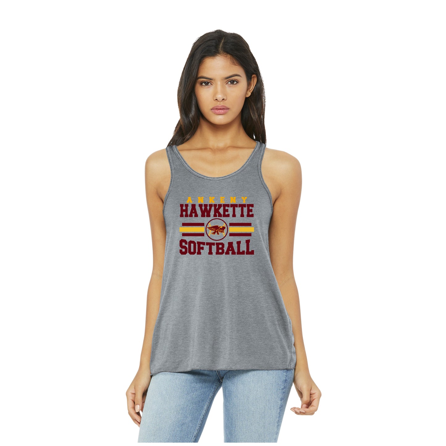 Ladies - Bella Flowy Racerback Tank - (Ankeny Hawkette Softball)
