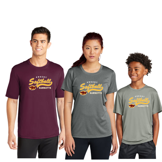 Adult, Ladies & Youth -Sport Tek Performance Tee  (Ankeny Hawkette Softball)