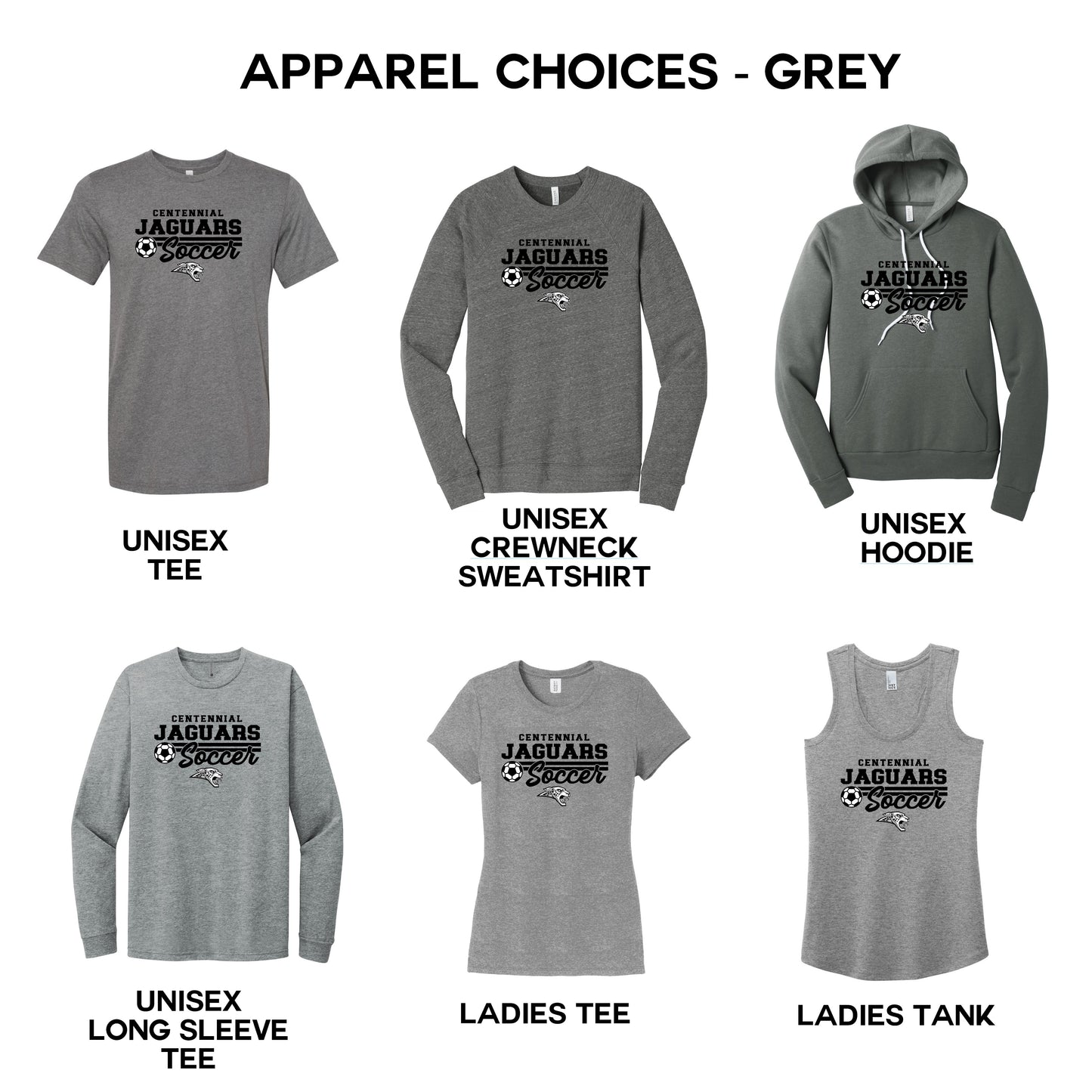 Adult - 6 Apparel Options (Centennial Jaguar Soccer)