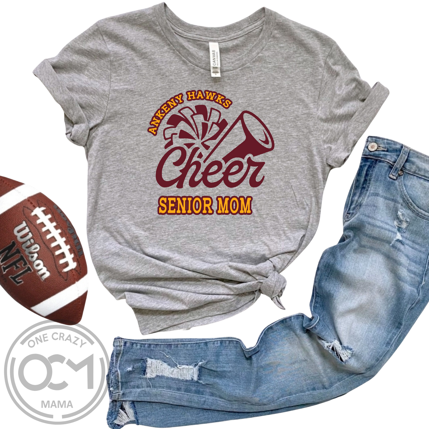Senior Mom Hawk Cheer (5 Apparel Choices) -U Pick Name