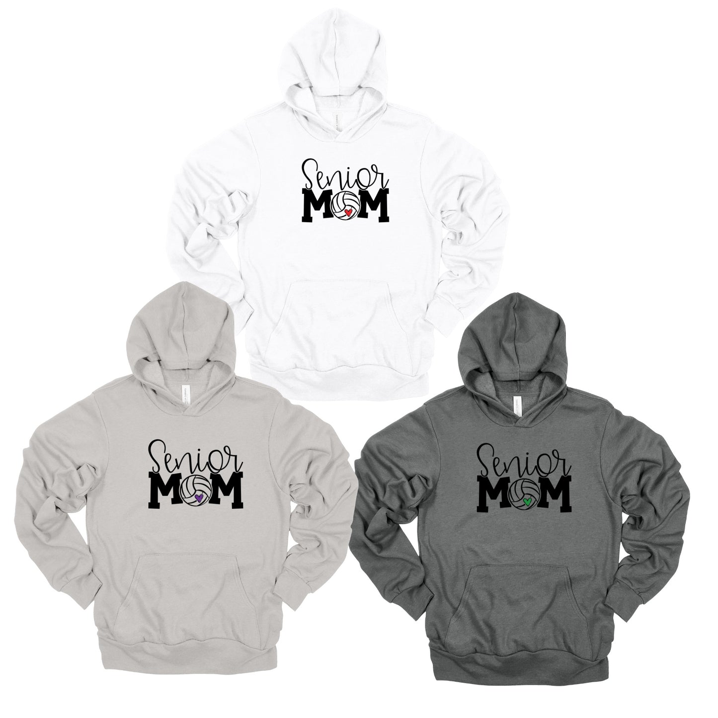 Adult - Unisex Hoodie (Senior Volleyball Mom) - U Pick Heart Color
