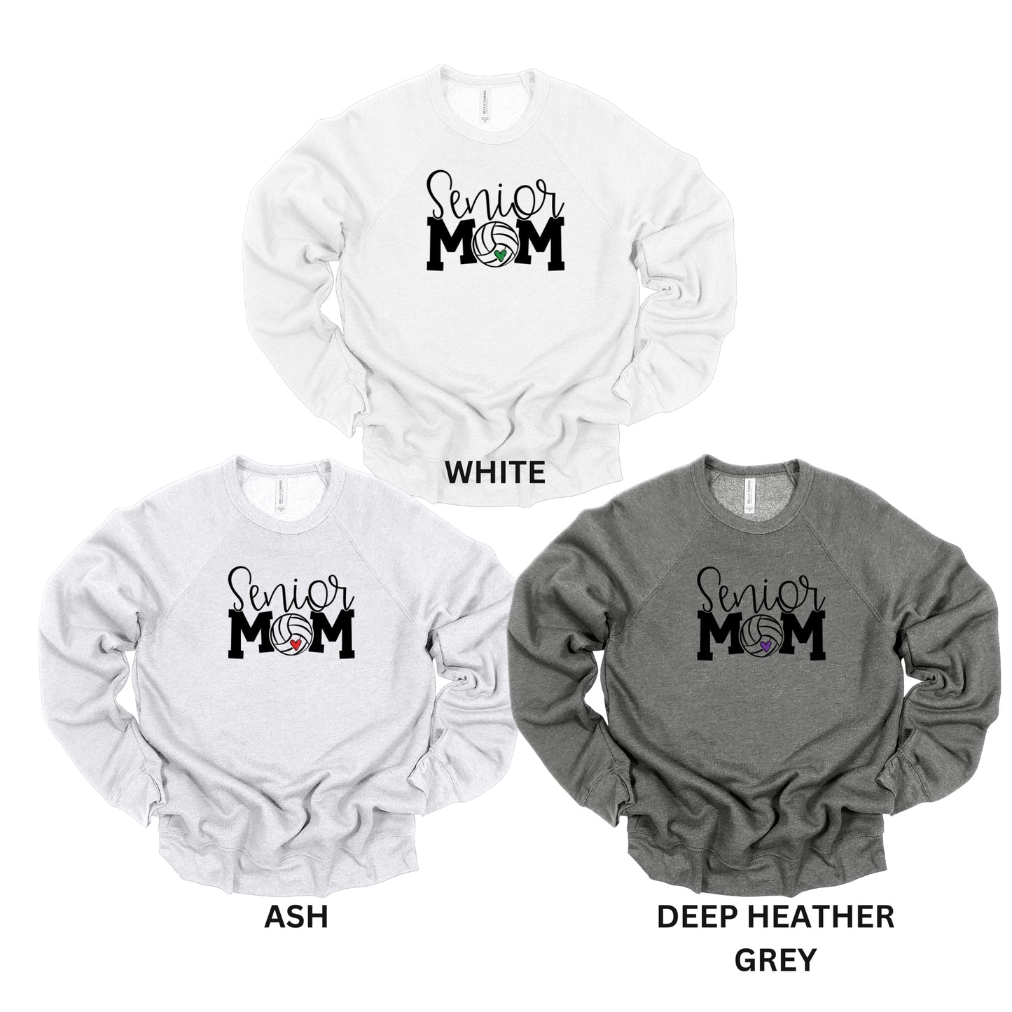 Adult - Unisex Crewneck Sweatshirt (Senior Volleyball Mom) - U Pick Heart Color