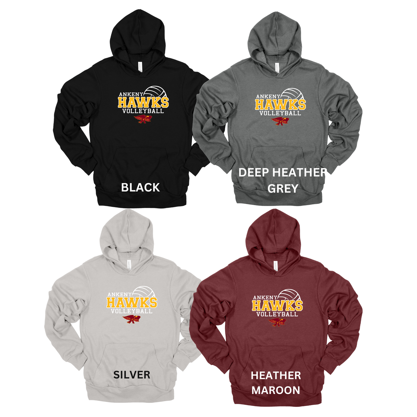 Adult -Unisex Hoodie - (Ankeny Hawks Volleyball)