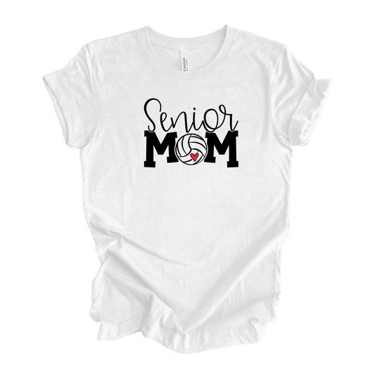 Adult - Unisex Tee (Senior Volleyball Mom) ) - U Pick Heart Color